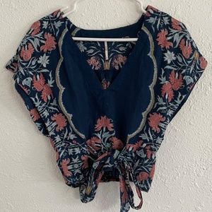 Free People Floral Cropped Top, Size XS